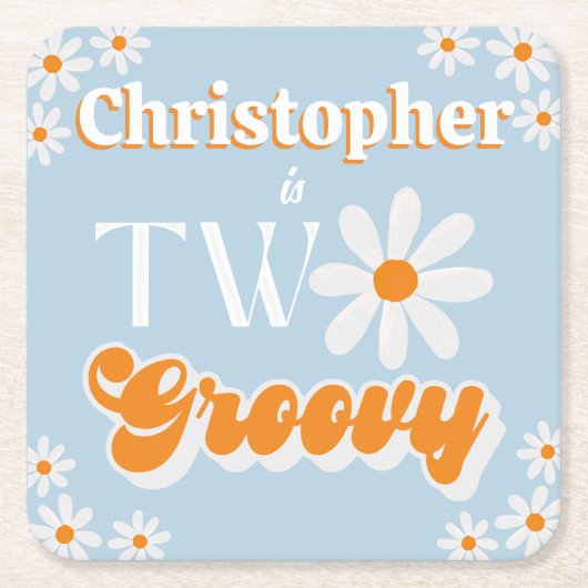 レトロツーグルーヴィボーイズ2nd誕生日 スクエアペーパーコースター (正面)