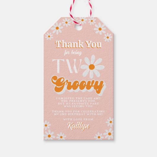 レトロツーグルーヴィーガールズセカンドバースデー ギフトタグ (正面)