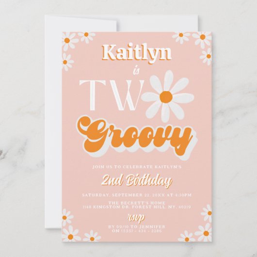 レトロツーグルーヴィーガールズセカンドバースデー 招待状 (正面)