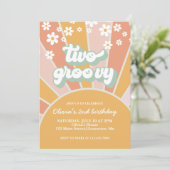 レトロツー グルーヴィー サンシャイン デイジー ボヘミアンフラワーズ 招待状 (スタンド正面)