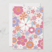 レトロツー グルーヴィー ピンク フラワーズ 誕生日招待状 招待状 (裏面)