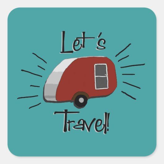 レトロティアドロップキャンパーステッカー スクエアシール (正面)