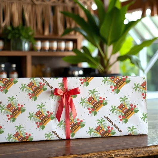 レトロティキハワイアンヴィンテージフラワーズパームツリーネーム 薄葉紙