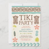 レトロティキパーティー熱帯誕生日 招待状 (正面)