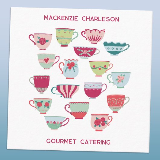 レトロティーカップケータリングベーカリーカフェ スクエア名刺