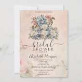 レトロティーセットフラワーズブライダルシャワー 招待状 (正面)