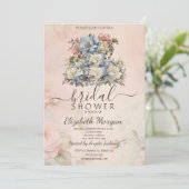 レトロティーセットフラワーズブライダルシャワー 招待状 (スタンド正面)