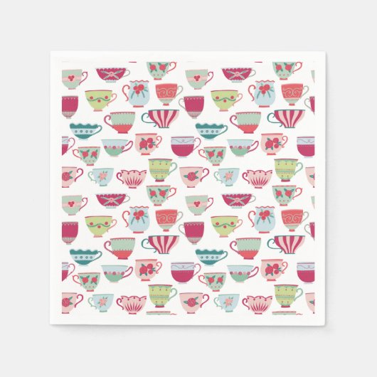 レトロティーパーティーパモダンステル スタンダードカクテルナプキン (正面)