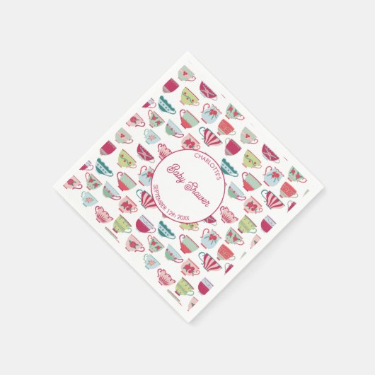 レトロティーパーティーベビーシャワーパーソナライズされた スタンダードカクテルナプキン (角)