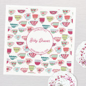 レトロティーパーティーベビーシャワーパーソナライズされた スタンダードカクテルナプキン