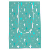 レトロティール（緑がかった色）とホワイトスターパターン編集可能 ミディアムペーパーバッグ (裏面)