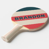 レトロティール（緑がかった色）の名前はっきりした付きストライプVibeの 卓球ラケット (正面アングル)