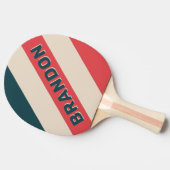 レトロティール（緑がかった色）の名前はっきりした付きストライプVibeの 卓球ラケット (横)