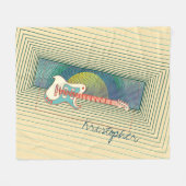 レトロティール(緑がかった色)エレキカッコいいタパーソナライズされたー名 フリースブランケット (正面(横))