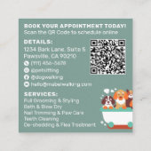 レトロティール（緑がかった色）オレンジドッググルーミングサロンQrコード スクエア名刺 (裏面)