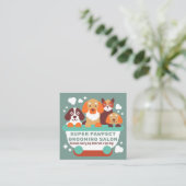 レトロティール（緑がかった色）オレンジドッググルーミングサロンQrコード スクエア名刺 (スタンド正面)