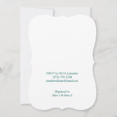 レトロティール(緑がかった色)コウノトリ;ライトグレーダマスクベイビーシャワー 招待状 (裏面)