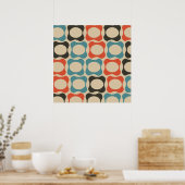 レトロティール(緑がかった色)、サーモンオレンジ、タウペ、タン ポスター (キッチン)