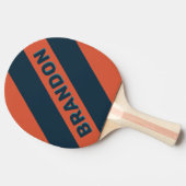 レトロティール（緑がかった色）スはっきりしたプストライプラッシュ名 卓球ラケット (横)