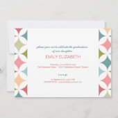 レトロティール（緑がかった色）ピンクスリーフォト卒業招待状 招待状 (裏面)