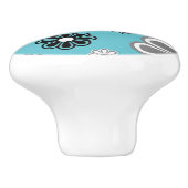 レトロティール(緑がかった色)フラワーパワーセラミックノブ セラミックノブ (側面)