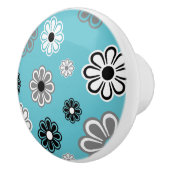 レトロティール(緑がかった色)フラワーパワーセラミックノブ セラミックノブ (右)