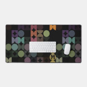 レトロティール(緑がかった色)ブルーグリーンブラウンブラックポップ・アートのアートパターン デスクマット (キーボード&マウス)