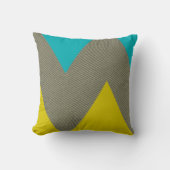 レトロティール(緑がかった色)マスタードイエローツイード クッション (正面)