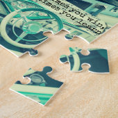 レトロティール(緑がかった色)ムードボードカスタム引用文 ジグソーパズル (側面)