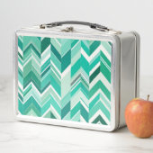 レトロティール（緑がかった色）及びターコイズシェブロン メタルランチボックス (インサイチュ)
