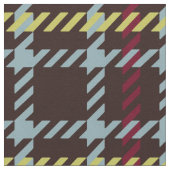 レトロティール（緑がかった色）及び茶色千鳥格子の格子模様 ファブリック (クローズアップ)