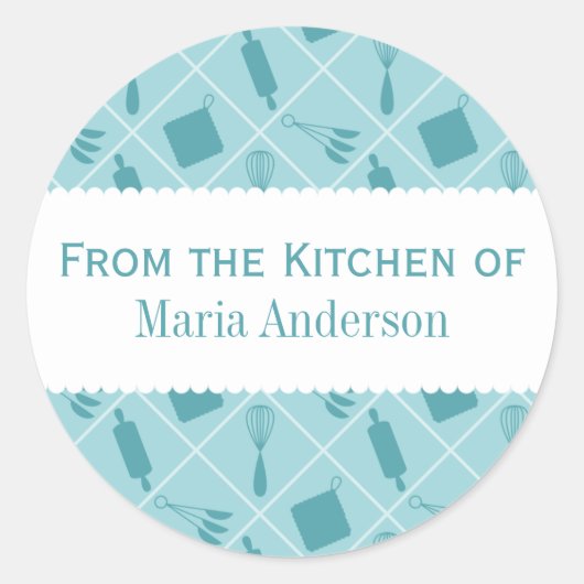 レトロティール（緑がかった色）器具ラウンドキッチンラベル ラウンドシール (正面)