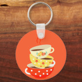 レトロティーヴィンテージティーカップお洒落アート キーホルダー (正面)