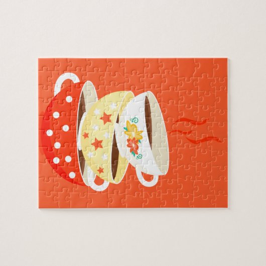 レトロティーヴィンテージティーカップお洒落アート ジグソーパズル (横)