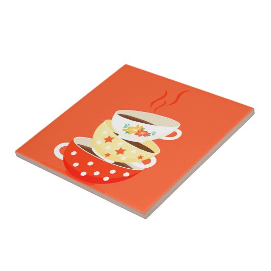 レトロティーヴィンテージティーカップお洒落アート タイル (側面)