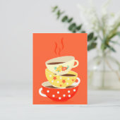 レトロティーヴィンテージティーカップお洒落アート ポストカード (スタンド正面)