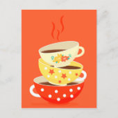 レトロティーヴィンテージティーカップお洒落アート ポストカード (正面)