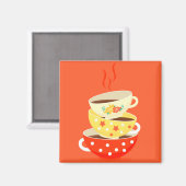 レトロティーヴィンテージティーカップお洒落アート マグネット (正面/裏面)