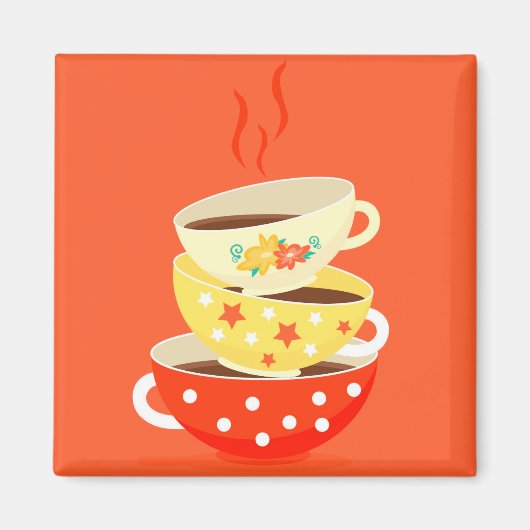 レトロティーヴィンテージティーカップお洒落アート マグネット (正面)