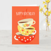 レトロティーヴィンテージティーカップ カード (黄色い花)