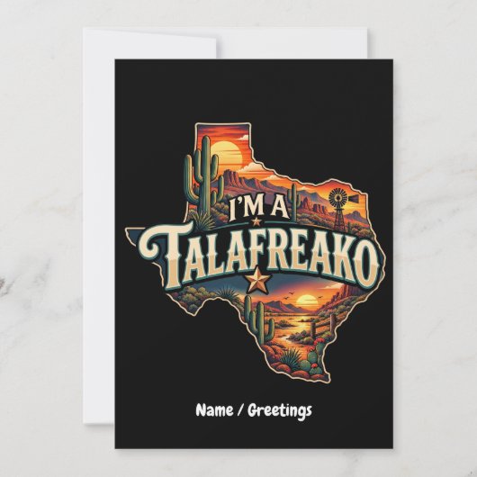 レトロテキサス砂漠の夕日 "I'm a Talafreako" 招待状 (正面)