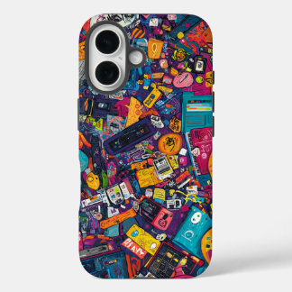 レトロテックカオスアーバン通りアートフォンケース iPhone 16ケース