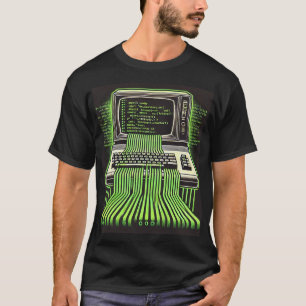 "レトロテックフロー" -ヴィンテージコンピュータとコードアート Tシャツ