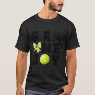 レトロテニスコケットボウキュートガメディ応援ママS Tシャツ