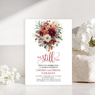 レトロテラコッタの秋の花束 "We Still Do" 招待状