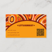 レトロテラコッタイエローQRコードボホシックGroovy 名刺 (裏面)