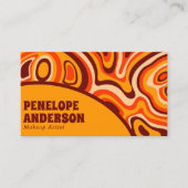 レトロテラコッタイエローQRコードボホシックGroovy 名刺 (正面)