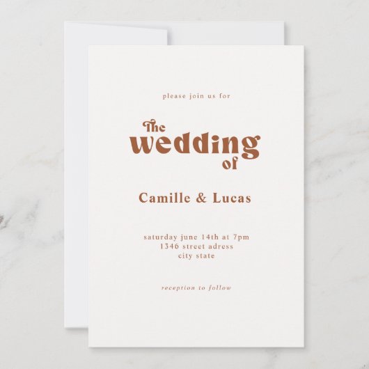 レトロテラコッタウェディングパーティー招待状 招待状 (正面)