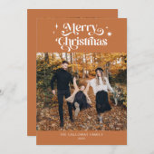 レトロテラコッタクリスマスフォトホリデーカード シーズンカード (正面/裏面)