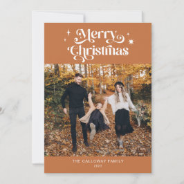 レトロテラコッタクリスマスフォトホリデーカード シーズンカード